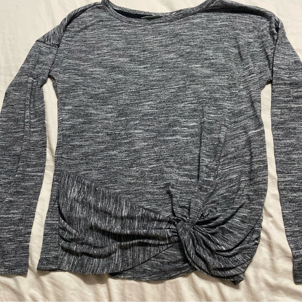 Athleta Womens Heather Gray Knot Front Long Sleeve Casual Top Size XSmall